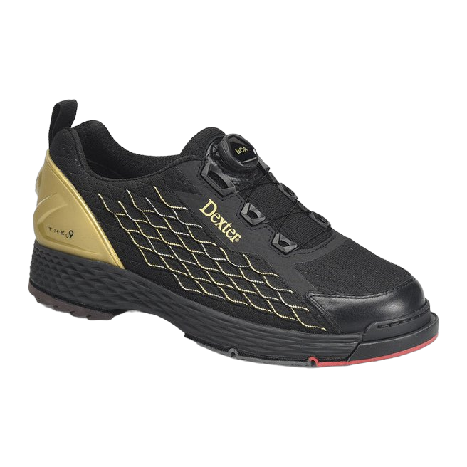Dexter Men's T·H·E C9 Knit BOA Bowling Shoes - Black/Gold Bowling Shoes