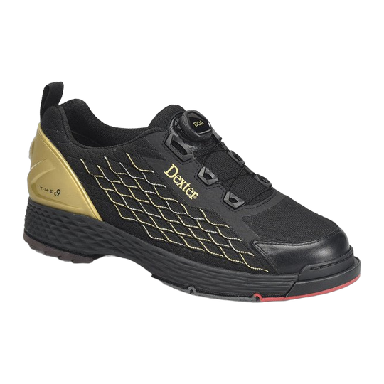 Dexter Men's T·H·E C9 Knit BOA Bowling Shoes - Black/Gold Bowling Shoes
