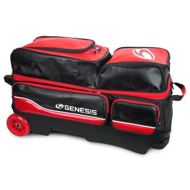 Genesis Carbon 3 Ball Roller Bowling Bag - Black/Red Bowling Bags