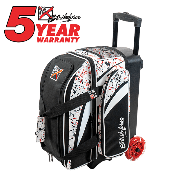 KR Strikeforce Cruiser Double Roller Bowling Bag - White/Black/Red Splash Bowling Bag
