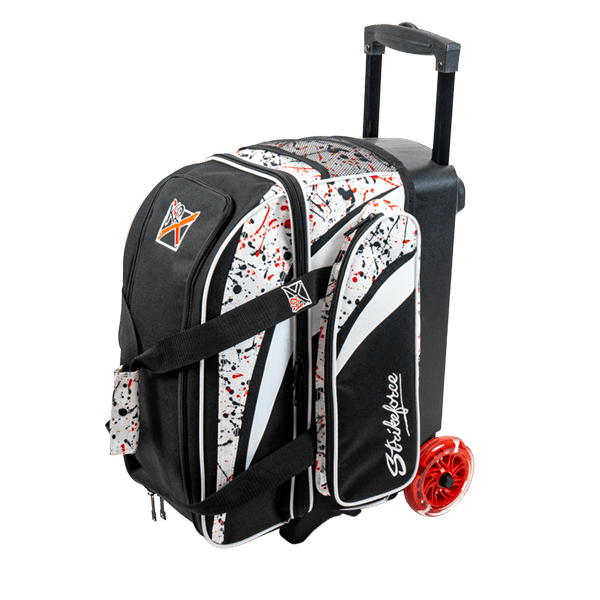 KR Strikeforce Cruiser Double Roller Bowling Bag - White/Black/Red Splash Bowling Bag