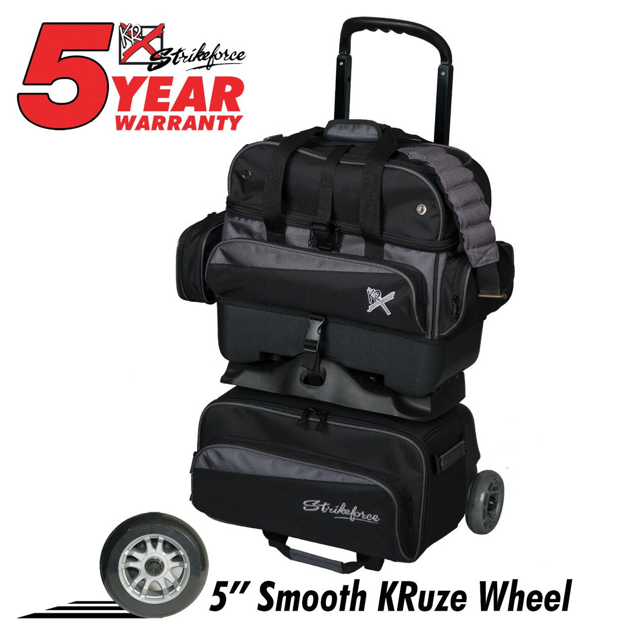 KR Strikeforce Konvoy 4 Ball Roller Bowling Bag - Black/Carbon Bowling Bag