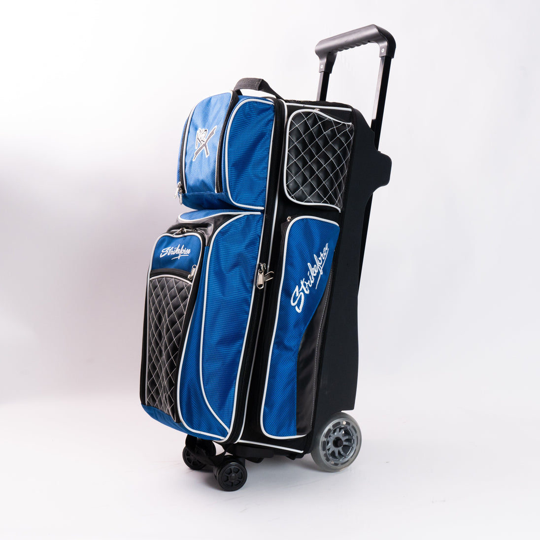 KR Strikeforce Royal Flush 360 Swivel Triple Roller Bowling Bag - blue