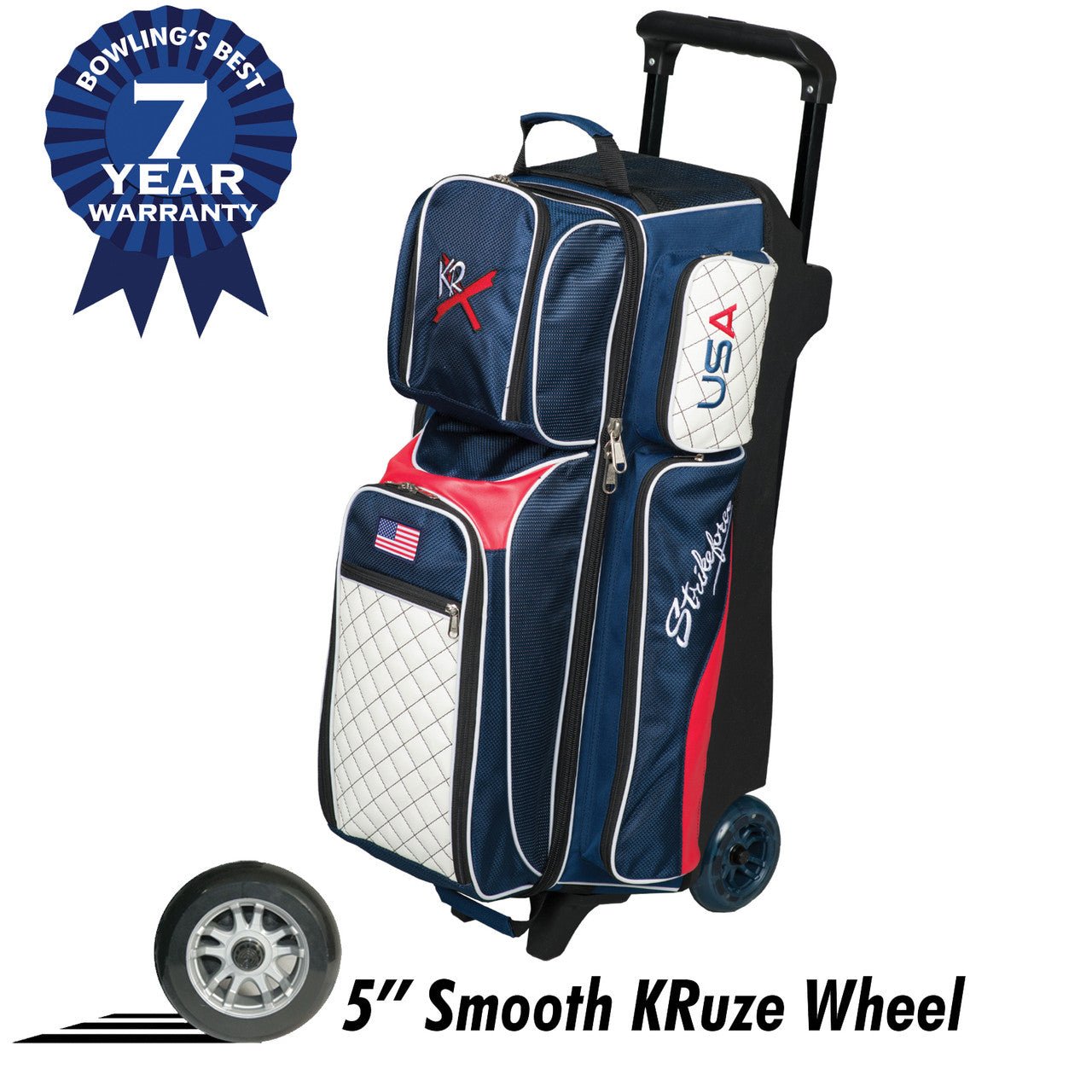 KR Strikeforce Royal Flush Triple Roller Bowling Bag - USA Bowling Bag